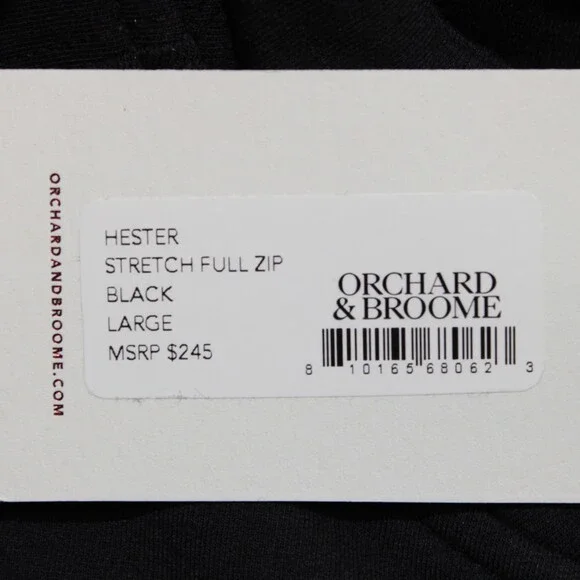 Orchard & Broome NWT Hester Full Zip Sweatshirt Size L Solid Black Cotton Blend